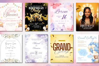 design invitation, wedding, birthday, and greeting card