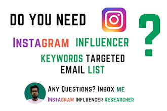 find 100 instagram influencer email list building target your keywords