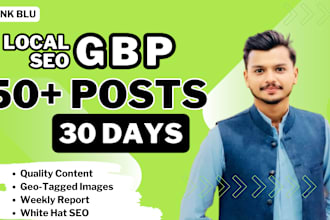 create 50 gmb posts with geo tagged images plus local SEO