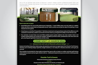 give professional synthetic turf golf greens flyer design