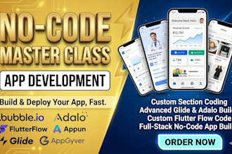 build custom no code app using adalo, flutterflow bubble, mobile app development