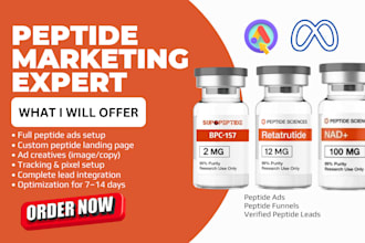 run complaint peptides ads, peptides funnels and peptides social media marketing