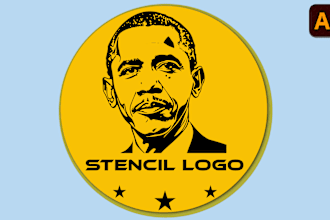 turn your image into a clean stencil, face portrait logo, silhouette, line art