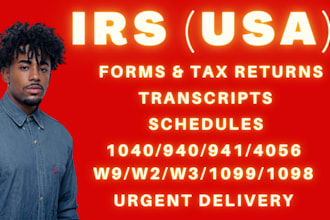 do w2, 1099, 1040, 940, 941 tax schedules and transcripts