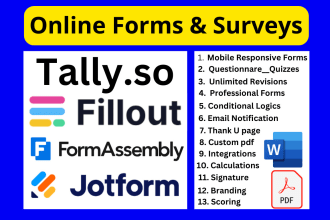 create online forms, surveys, fillout forms, formassembly, tally forms, assembly