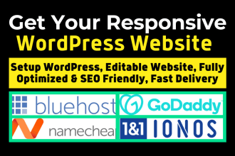 setup wordpress website on bluehost, godaddy, siteground, namecheap for you