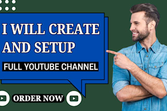 create setup and design full youtube channel