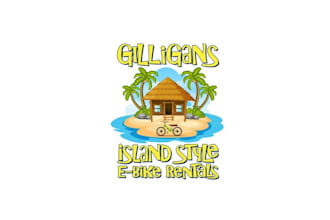 tropical island theme bike rental logo design