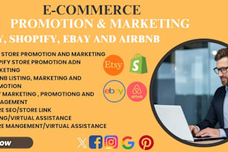 promote shopify, etsy, ebay, amazon store, airbnb to get sales and traffic