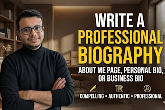write a professional biography, about me page, personal bio or business bio