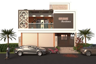 design 3d exterior elevation rendering for your house
