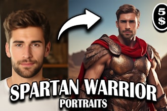 create spartan warrior portraits for you and gifts in 3 hours