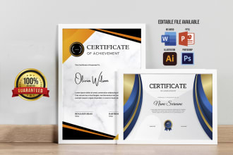 do excellent professional certificate design for you