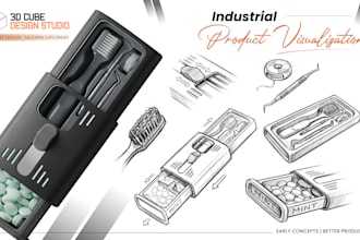 create industrial product design sketches and 3d concepts
