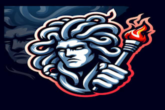 do medusa mascot sport logo design for your service