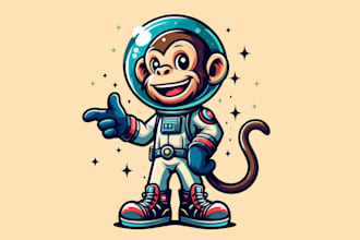 make a high quality space monkey mascot logo for you with new concept