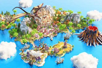 a 3d render of your minecraft map
