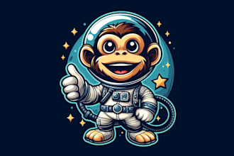design awesome space monkey mascot logo for you with unlimited revision