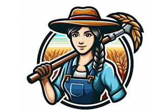make an amazing female farmer mascot logo design for your company