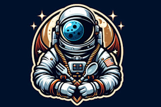 design super astronaut space explorer mascot logo for you in 12 hours