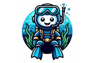 design super scuba diving mascot logo design  for you in 12 hours