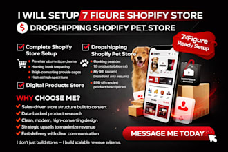 setup 7 figure shopify dropshipping store pet shopify store digital product