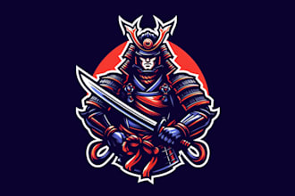 design awesome japanese samurai warrior mascot logo for your company