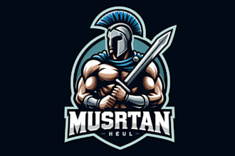 design awesome spartan muscle warrior mascot logo for you only 15 hours