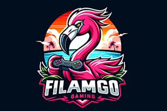 design super flamingo gaming bird mascot logo for you with unlimited revision