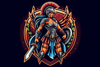 design awesom gladiator woman mascot logo for you in one day