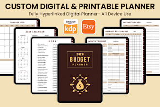 design digital planner,etsy hyperlink planner, printable planner and journal