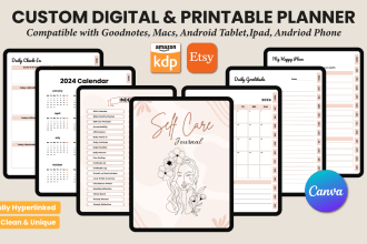 design digital planner,etsy hyperlink planner, printable planner and journal