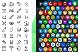 do trendy icon design, unique icons, modern icon design, custom logo