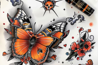 create a traditional or neotraditional custom tattoo design