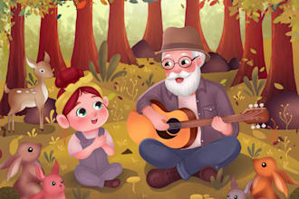 draw beautiful children book illustration and cover