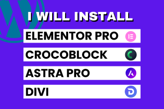 install elementor pro, astra pro, crocblock, divi