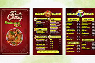 design amazing restaurant menu, food menu, digital menu