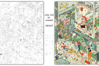 draw hidden object puzzle and coloring spot the difference puzzle