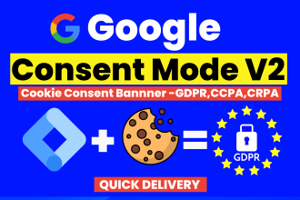 setup cookie consent v2, cookie consent banner setup, google consent mode v2,ga4