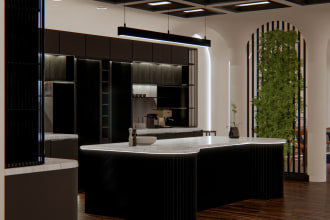 provide professional kitchen interior design 3d render