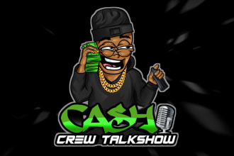 design podcast logo cover in a cartoon style