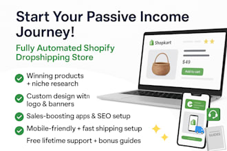 build a shopify website or passive income shopify dropshipping store