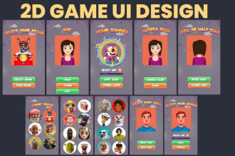 do creative game ui ux 2d game graphics and game ui design