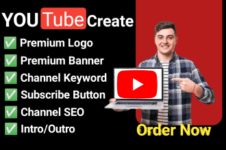 create youtube channel with logo, art, SEO, intro and outer