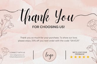 design amazon thank you card or product insert