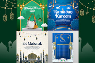 create and design islamic ramadan eid greetings wishes and calendar poster