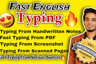 do fast english typing, retype scanned pages, pdf, typist