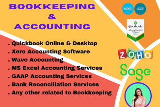 setup, clean up and bookkeeping in quickbooks online, xero and wave