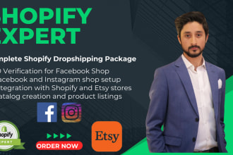 set up facebook and instagram shop, integrate them with shopify and etsy