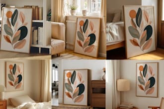 create a realistic custom wall art frame mockup